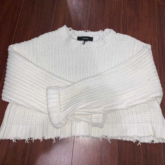 Brandy Melville Sweaters - WHITE FRAYED SWEATER
